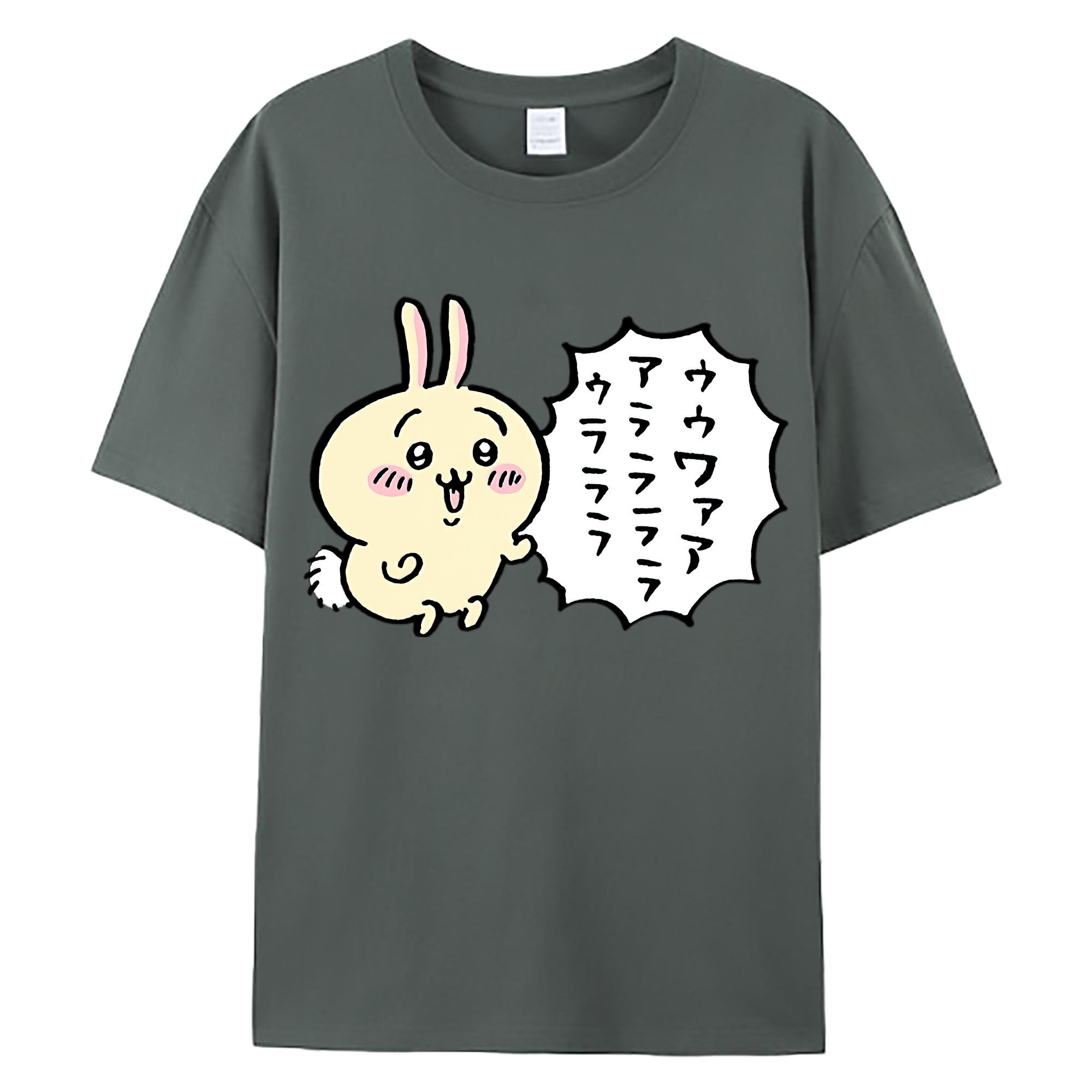 （画像用） ちいかわ うさぎ Chii-kawa usagi 綿100％ メンズ半袖Tシャツ｜肌触りやわらか＆通気性